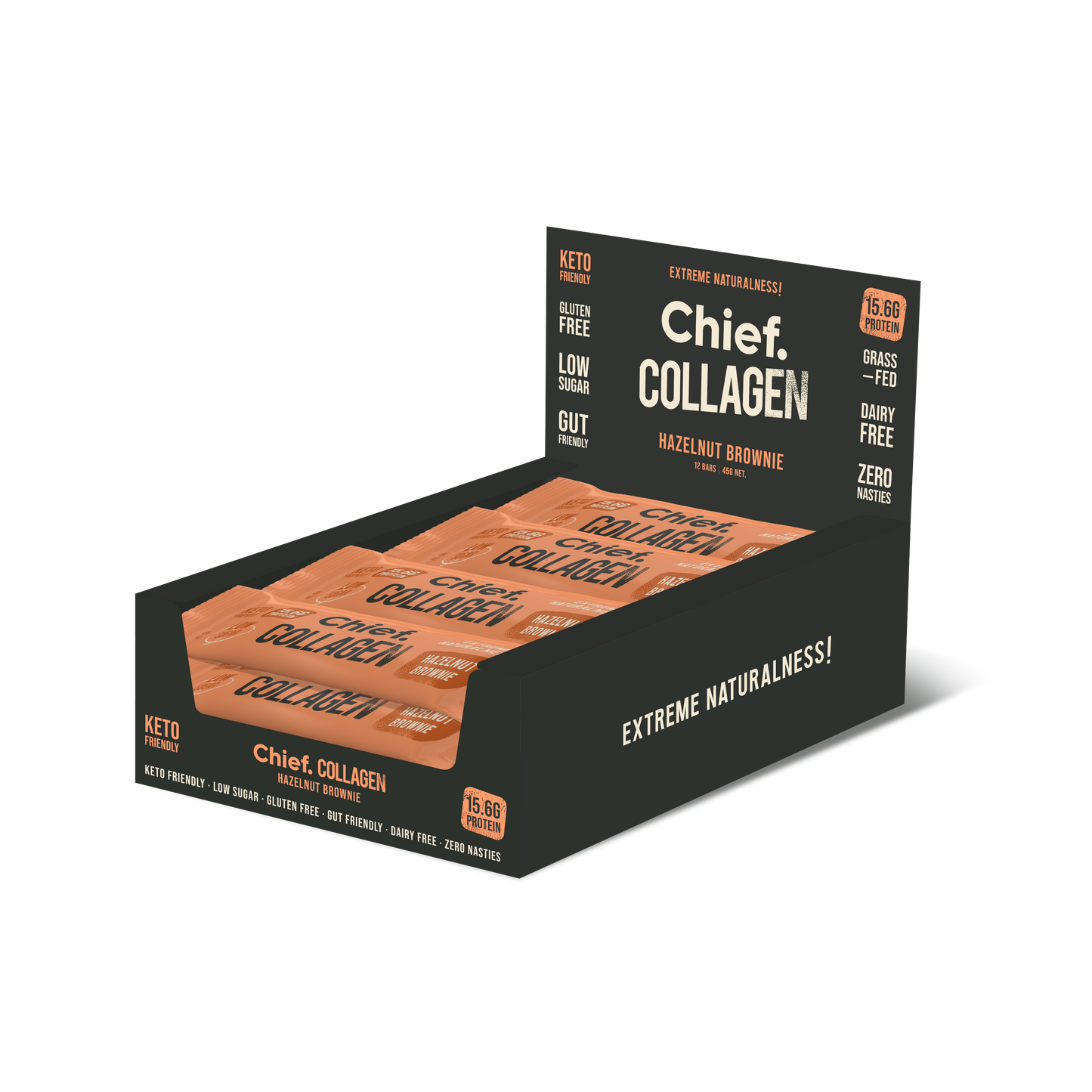 Chief Collagen Hazelnut Brownie Protein Bars (12 Bars)