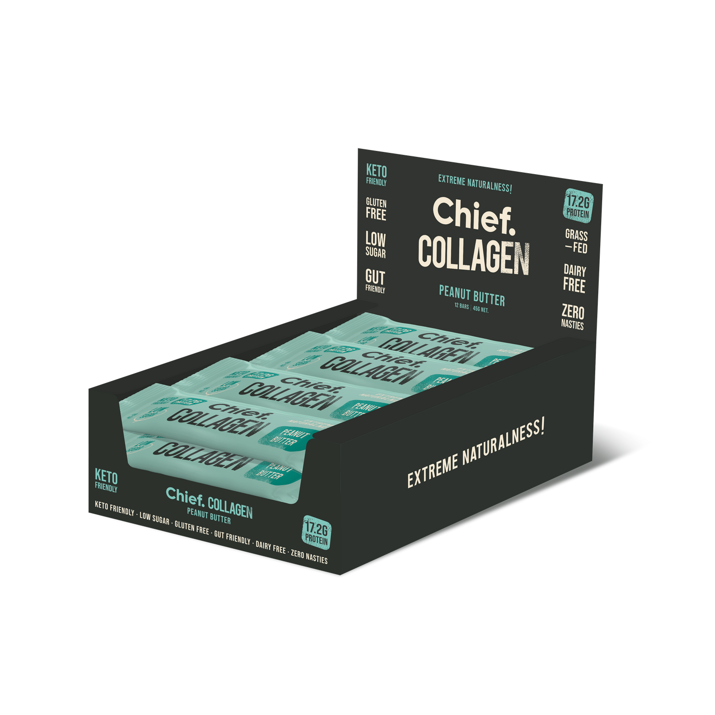 Chief Collagen Peanut Butter Protein Bars (12 Bars)